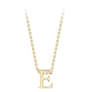 9ct Yellow Gold Initial E Necklace and 17.5" Chain
