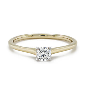 9ct Yellow & White Gold Brilliant Cut 0.30ct Diamond Claw Set Ring