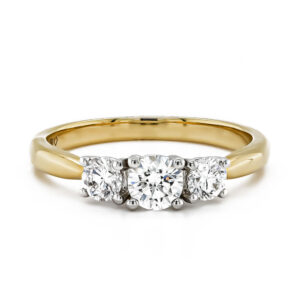 18ct Yellow Gold Brilliant Cut Diamond Trilogy Claw Set Ring 0.76ct