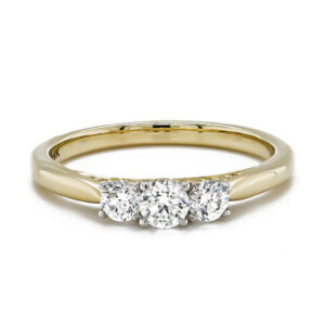 9ct Yellow & White Gold Trilogy Diamond Claw Set Ring 0.50ct