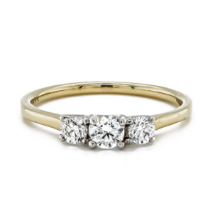 9ct Yellow & White Gold Trilogy Brilliant Cut Diamond Claw Set Ring 0.75ct