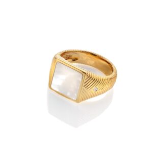 Hot Diamonds X Golden Edit Calm Pearl Signet Ring DR249