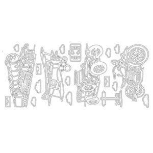 Old Driving Machines- Pack Of 10 Silver On Silver Peel Offs