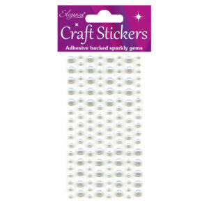 3mm-6mm Pearls White Craft Stickers No.01 - 136 Pieces