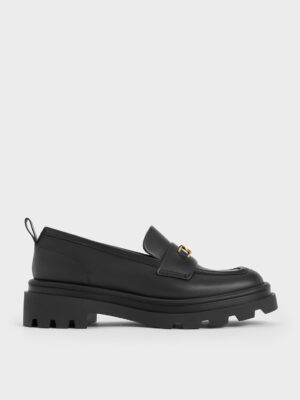Charles & Keith - Gabine Leather Pull-Tab Loafers