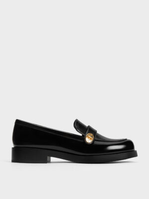 Charles & Keith - Hettie Metallic-Buckle Strap Loafers