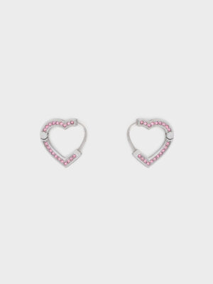 Charles & Keith - Malorie Crystal Heart Hoop Earrings