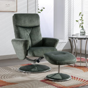 Paddington Ultra-Soft Swivel Recliner - Moss Green / Free Footstool / Fabric
