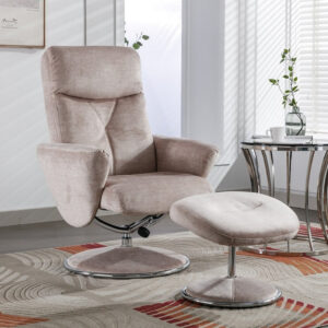 Paddington Ultra-Soft Swivel Recliner - Champagne / Free Footstool / Fabric