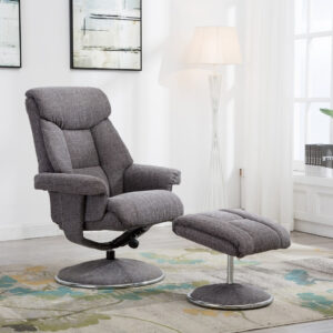 Biarritz Soft Fabric Swivel Recliner - Lisbon Grey / Free Footstool / Fabric