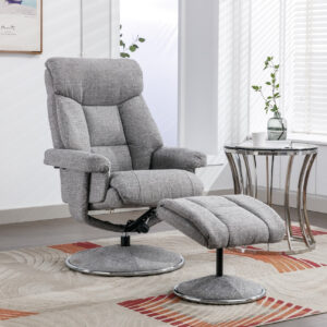 Biarritz Soft Fabric Swivel Recliner - Lisbon Rock / Free Footstool / Fabric