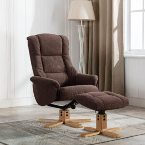 Cairo Fabric Swivel Recliner Chair - Lisbon Chocolate / Free Footstool / Fabric