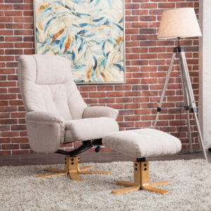 Dubai Warm Fabric Swivel Recliner - Lisbon Wheat / Free Footstool / Fabric