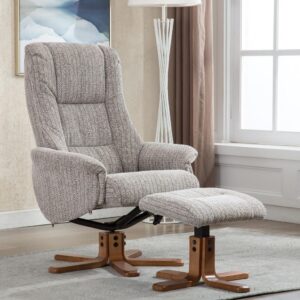Florida Fabric Swivel Recliner Chair - Wheat / Free Footstool / Fabric