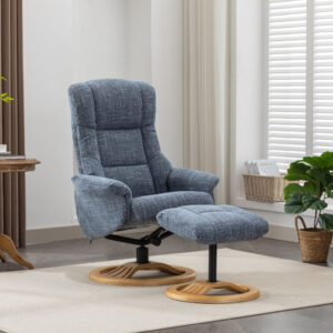 Mandalay ChaCha Fabric Recliner Chair - Chacha Ocean / Free Footstool / Fabric