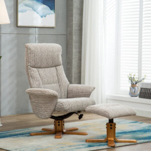 Marseilles Soft Fabric Swivel Recliner Chair - Wheat / Free Footstool / Fabric