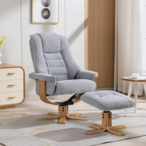Sardinia Soft Fabric Recliner Chair - Chacha Dove / Free Footstool / Fabric