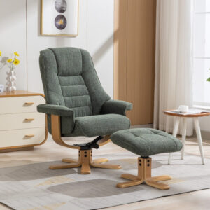 Sardinia Soft Fabric Recliner Chair - Chacha Fern / Free Footstool / Fabric