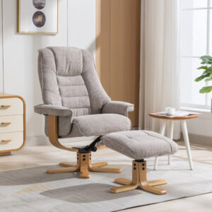 Sardinia Soft Fabric Recliner Chair - Chacha Oat / Free Footstool / Fabric