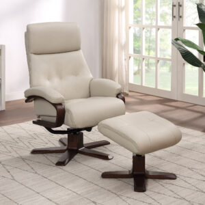 Vienna Real Leather Swivel Recliner - Mushroom / Leather