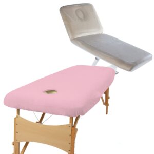 Aztex Classic Value Massage Couch Cover and PVC Couch Cover Bundle Pale Pink & Clear PVC / With Face Hole