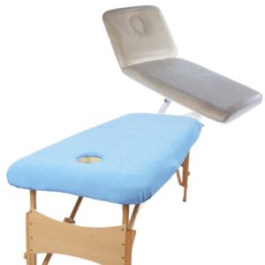 Aztex Classic Value Massage Couch Cover and PVC Couch Cover Bundle Tropical Blue & Clear PVC / With Face Hole