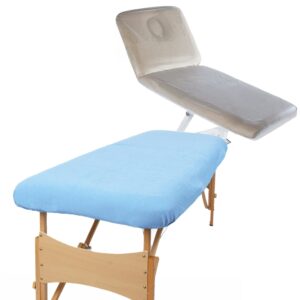 Aztex Classic Value Massage Couch Cover and PVC Couch Cover Bundle Tropical Blue & Clear PVC / Without Face Hole