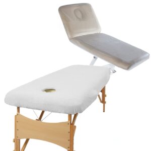 Aztex Classic Value Massage Couch Cover and PVC Couch Cover Bundle White & Clear PVC / With Face Hole