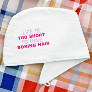 Aztex Luxury Hair Turban Towel Boring Hair Logo - Duncan Stewart 1978 White