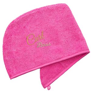 Aztex Luxury Hair Turban Towel Curl Boss Logo - Duncan Stewart 1978 Pink