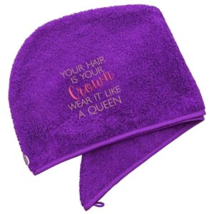 Aztex Luxury Hair Turban Towel Hair Is Your Crown Logo Purple