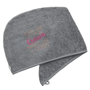 Aztex Luxury Hair Turban Towel Hair Is Your Crown Logo Slate