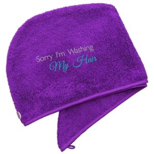 Aztex Luxury Hair Turban Towel Washing My Hair Logo Purple
