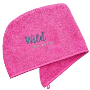 Aztex Luxury Hair Turban Towel Wild Like My Hair Logo Pink