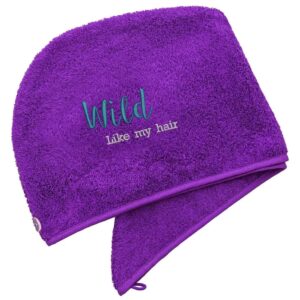 Aztex Luxury Hair Turban Towel Wild Like My Hair Logo Purple