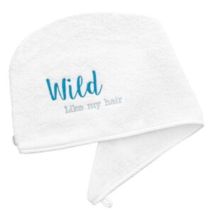 Aztex Luxury Hair Turban Towel Wild Like My Hair Logo White