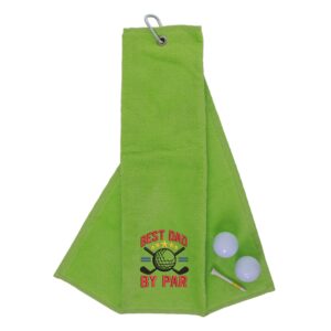 Best Dad By Par Novelty Golf Towel | Gift for Father Lime