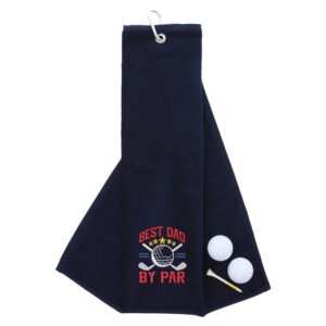 Best Dad By Par Novelty Golf Towel | Gift for Father Navy