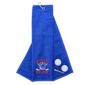 Best Dad By Par Novelty Golf Towel | Gift for Father Royal