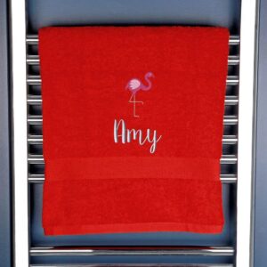 Children's Flamingo Bath Towel - Duncan Stewart 1978 Red