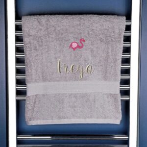 Children's Flamingo Bath Towel - Duncan Stewart 1978 Silver