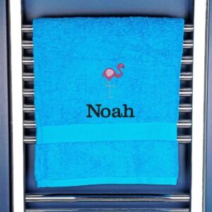 Children's Flamingo Bath Towel - Duncan Stewart 1978 Turquoise