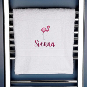 Children's Flamingo Bath Towel - Duncan Stewart 1978 White