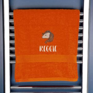 Children's Horse Logo Bath Towel - Duncan Stewart 1978 Orange