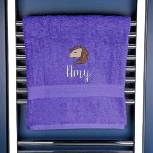 Children's Horse Logo Bath Towel - Duncan Stewart 1978 Purple