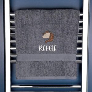 Children's Horse Logo Bath Towel - Duncan Stewart 1978 Slate