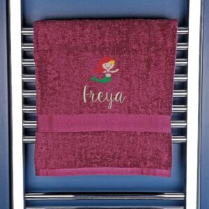 Children's Mermaid Logo Bath Towel - Duncan Stewart 1978 Aubergine