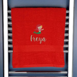 Children's Mermaid Logo Bath Towel - Duncan Stewart 1978 Red