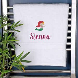 Children's Mermaid Logo Bath Towel - Duncan Stewart 1978 White