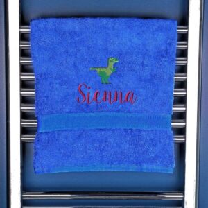 Children's Personalised Dinosaur Bath Towel - Duncan Stewart 1978 Royal